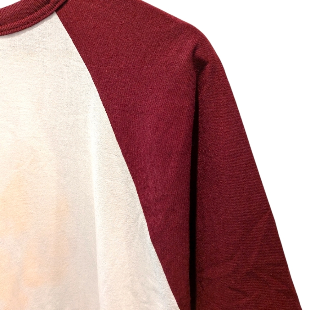 Vintage Loyola University Wolves Raglan Baseball Tee Sportswear Gold Maroon L - Picture 6 of 10